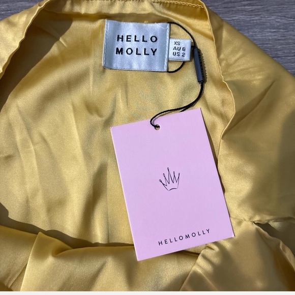 Hello Molly One-Shoulder Satin Dress in Yellow - Picture 7 of 7